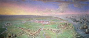 منظر بانورامي للحصى المحاصر من قبل Duc d&39;Orleans في يوليو 1643 بواسطة جيليس بيترز